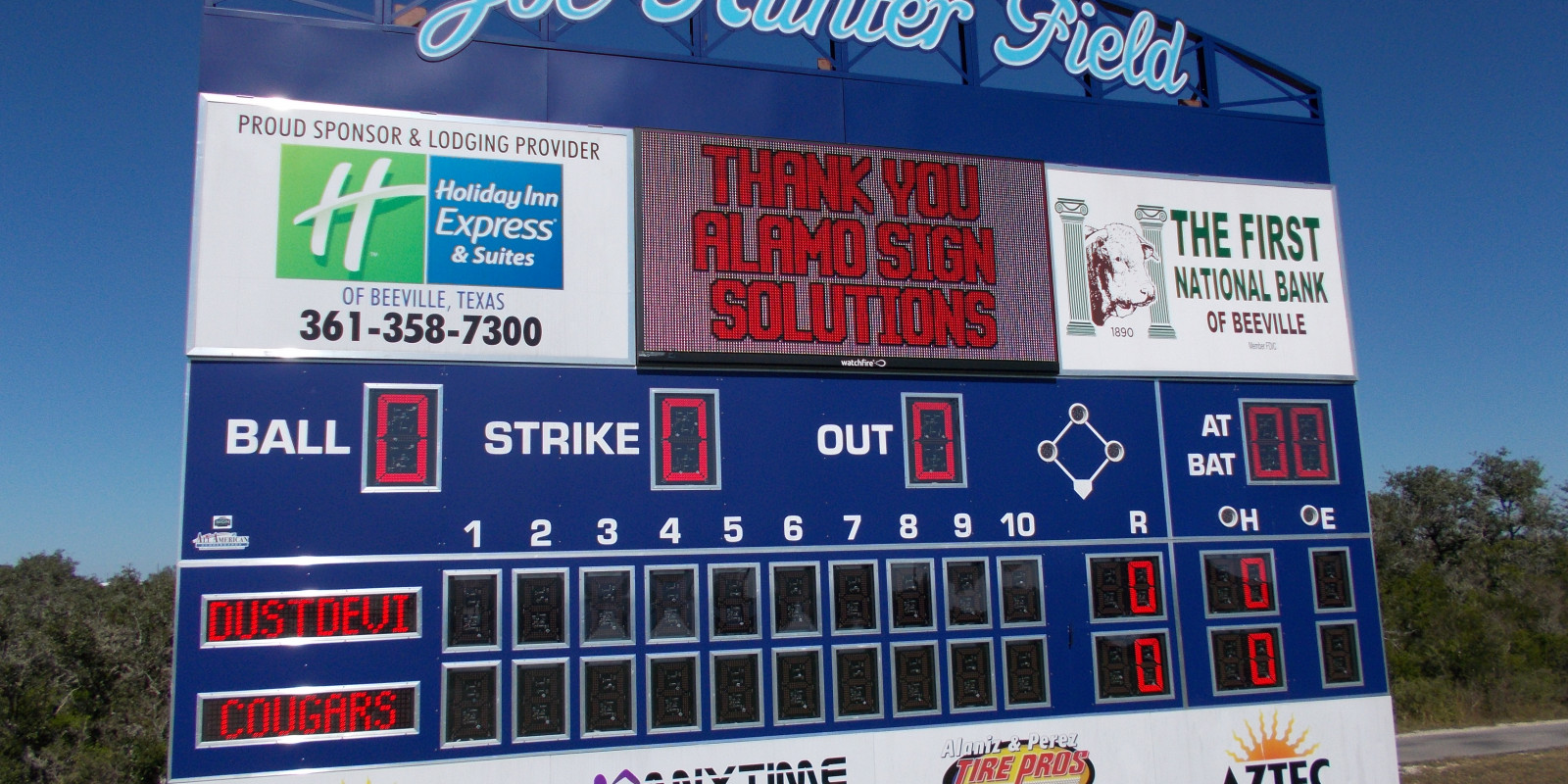 Coastal Bend College Baseball Scoreboard and Watchfire Digital Sign - Live Video Playback